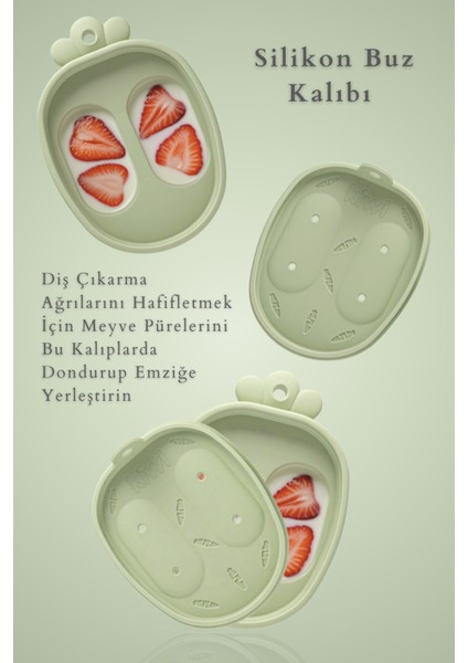 Frutty Meyve Süzgeci-Diş Kaşıyıcı-Püre Emzik | Dondurma Kalıbı | %100 Gıda Sınıfı Silikon | 6-36 Ay modelleri