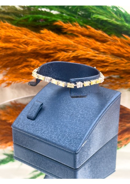 925 Ayar Gümüş Sitrin Taşlı Baget Modeli Zarif Kadın Bileklik