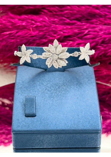 925 Ayar Gümüş Zirkon Taşlı Özel Üretim Lüks Kadın Bileklik fırsatları