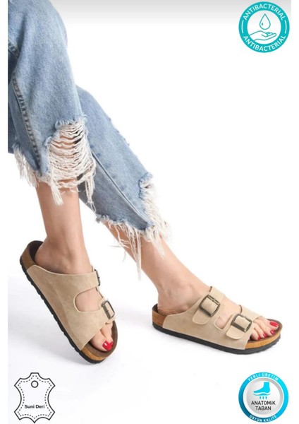 Madrid Unisex Ortopedik Tabanlı Terlik Çift Bantlı Tokalı Günlük Rahat Ev & Dışarı Terliği
