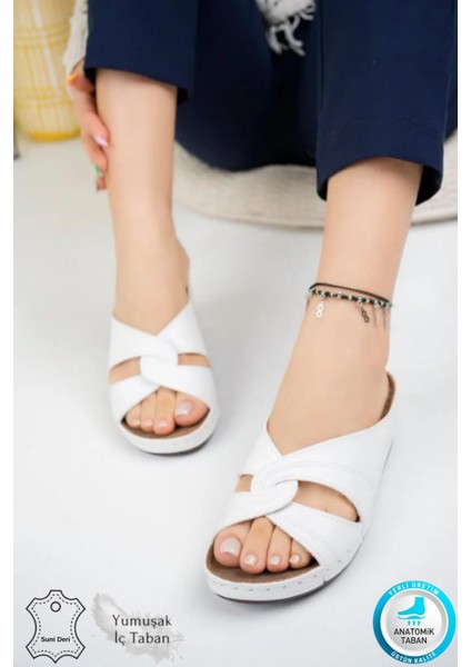 Putu Kadın Çapraz Konfor Modeli Günlük Ortopedik Terlik Anne Orta Yaş Genç Ev & Dışarı Terliği