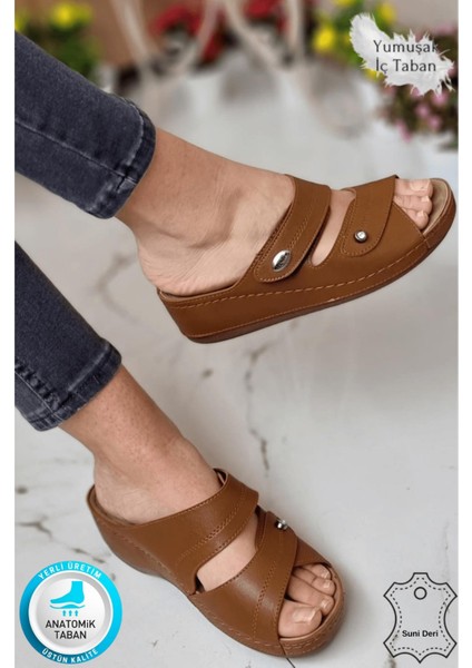 Depi Kadın Ortopedik Yumuşak Taban Günlük Terlik Şık Taşlı Misafir Genç Anne Dışarı & Ev Terliği