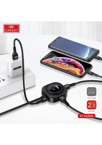 HUB06 USB 2.0 4 Port Hub – Tak-Çalıştır USB Çoklayıcı - Laptop ve Masaüstü Bilgisayar Uyumlu modelleri