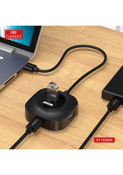HUB06 USB 2.0 4 Port Hub – Tak-Çalıştır USB Çoklayıcı - Laptop ve Masaüstü Bilgisayar Uyumlu