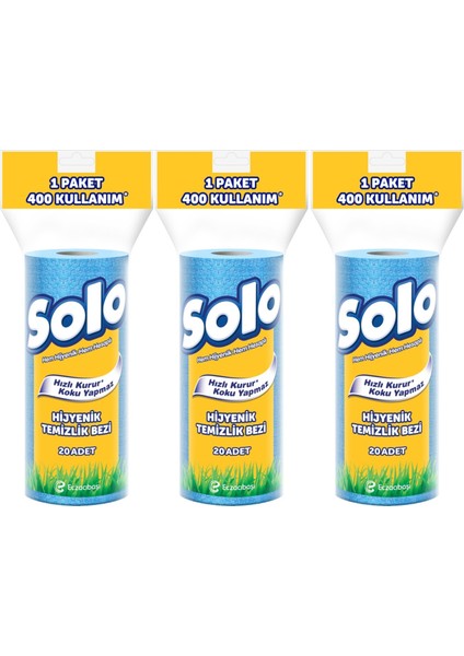 Hijyenik Temizlik Bezi (Iç Adet 20 Li) (Kokusuz ve Hızla Kuruyan) (3 Lü Set)