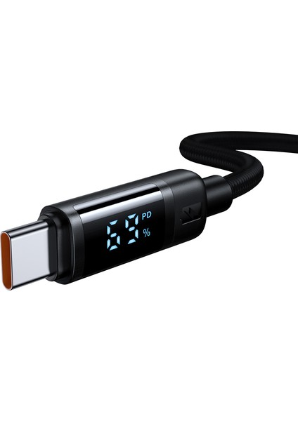Type-C to Type-C 60W PD Ekranlı Hızlı Şarj ve Data Kablosu 1.2m Siyah CA-5780 fiyatları