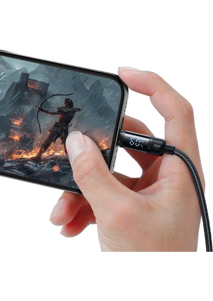 Type-C to Type-C 60W PD Ekranlı Hızlı Şarj ve Data Kablosu 1.2m Siyah CA-5780 modelleri