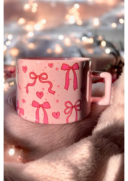 Pembe Fiyonk Tasarımlı Çay & Kahve Fincanı