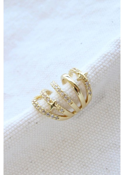 Çoklu Görünüm Zirkon Taşlı Minik Yıldızlı Model Earcuff Kıkırdak Küpe