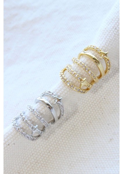 Çoklu Görünüm Zirkon Taşlı Minik Yıldızlı Model Earcuff Kıkırdak Küpe fiyatları