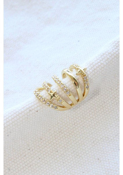 Çoklu Görünüm Zirkon Taşlı Minik Yıldızlı Model Earcuff Kıkırdak Küpe modelleri