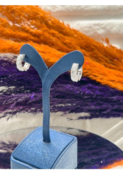 925 Ayar Gümüş Pırlanta Işçiliği Zirkon Taşlı Halka Trend Kadın Küpe fiyatları