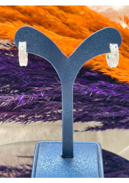 925 Ayar Gümüş Pırlanta Işçiliği Zirkon Taşlı Halka Trend Kadın Küpe fırsatları