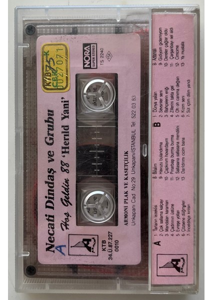 Necati Dindaş ve Grubu Hoş Geldin 88 Kaset (Orjnal Dönem Kağıt Baskı Kaset) fiyatları