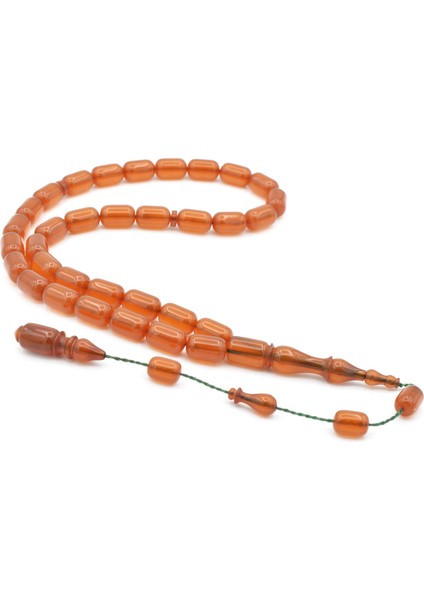 Ebu Şems Usta Işi Kapsül Kesim Sarı Zar Kehribar Tesbih