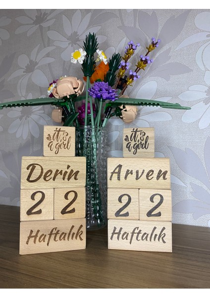 Ikiz Bebekler Için Anne Bebek Anı Küpü 10'lu Set Isme Özel Lazer Yazım