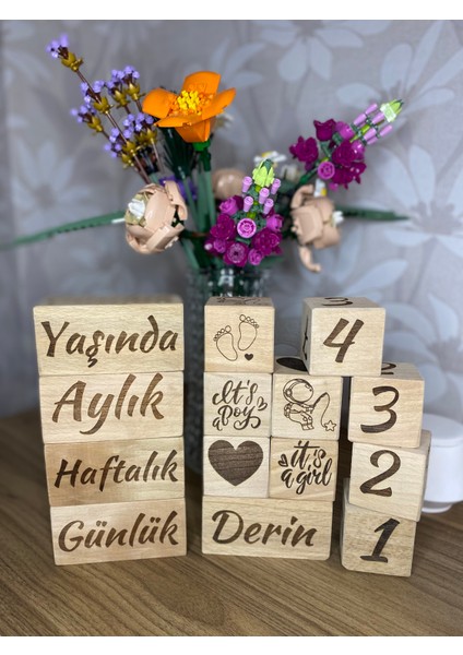 Ikiz Bebekler Için Anne Bebek Anı Küpü 10'lu Set Isme Özel Lazer Yazım modelleri