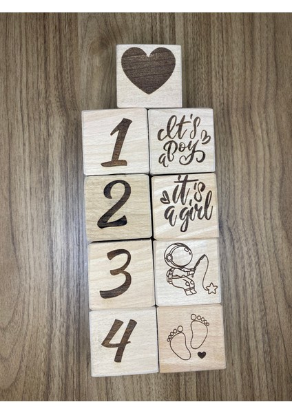 Ikiz Bebekler Için Anne Bebek Anı Küpü 10'lu Set Isme Özel Lazer Yazım