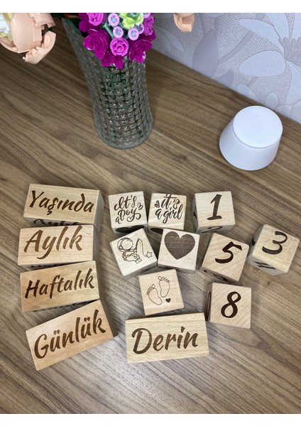 Ikiz Bebekler Için Anne Bebek Anı Küpü 10'lu Set Isme Özel Lazer Yazım