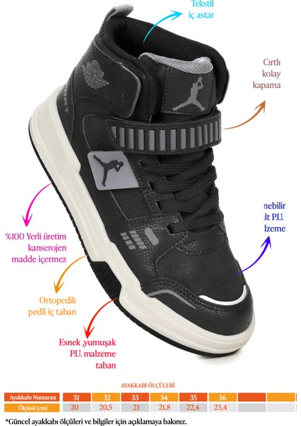 Carla Bağcıklı Basketbol Erkek Çocuk Spor Ayakkabı Siyah fiyatları