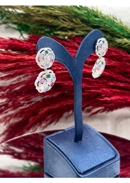 925 Ayar Gümüş Mix Taşlı Şık Kadın Küpe fiyatları