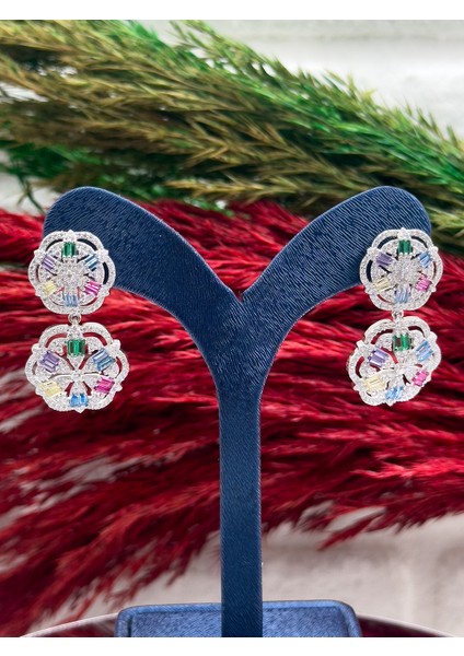 925 Ayar Gümüş Mix Taşlı Şık Kadın Küpe modelleri