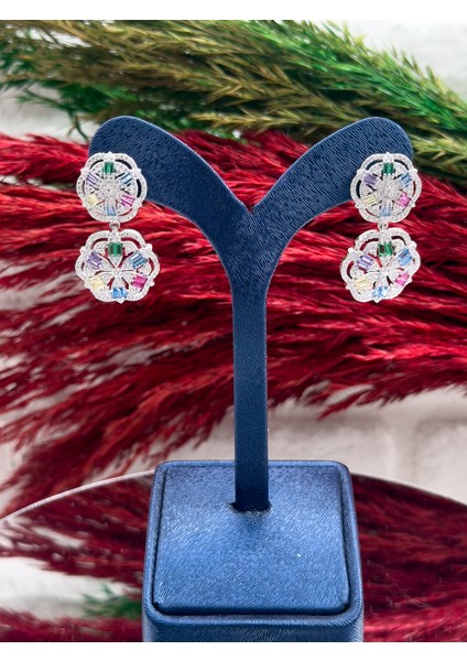 925 Ayar Gümüş Mix Taşlı Şık Kadın Küpe fırsatları