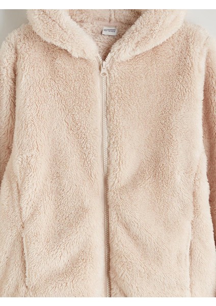 Kapüşonlu Pelüş Kız Çocuk Fermuarlı Sweatshirt (W5) fiyatları