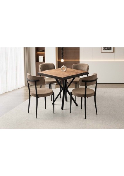 Mobilgen Diş Budak 4 Adet Gözde Sandalye 80*80 Kütük Masa Takımı