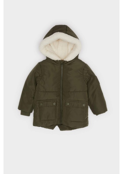 Erkek Bebek Su Geçirmez Kapüşonlu Pelüş Astar Fermuarlı Mont A2843A525WN