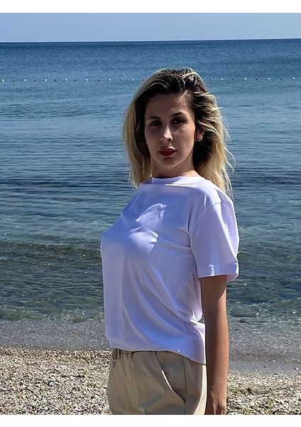 Regular Fit Bisiklet Yaka %100 Pamuk Kısa Kol Unisex Basic Beyaz Tişört
