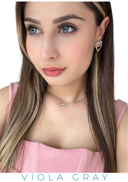 Freshshow Renkli Yıllık Lens Viola Grey/ Lens Kabı / Lens Suyu