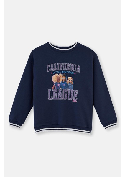 Lacivert Barbie Lisans Baskılı Sweatshirt