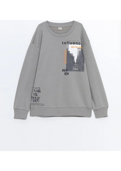 Lcw Kids Gri Bisiklet Yaka Erkek Çocuk Sweatshirt modelleri