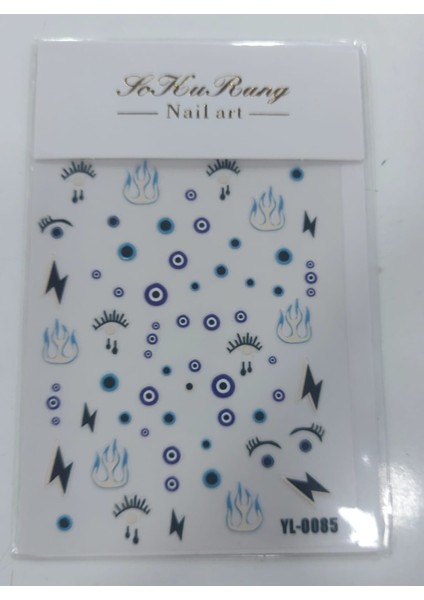 1 Adet Renkli 3D Tırnak Sanatı Etiketleri Kendinden Yapışkanlı