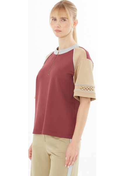 Yakası Fermuarlı Kolları Aksesuarlı Bluz fiyatları