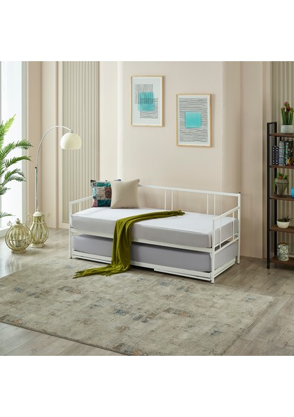 Veluna Yavrulu Karyola Daybed Tek-Çift Kişilik Metal Karyola+Yatak Seti Beyaz fiyatları