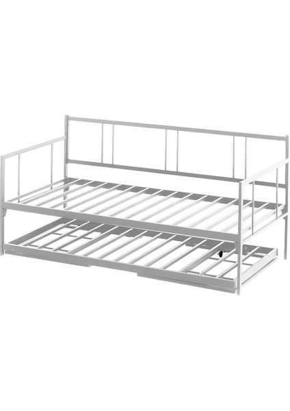Veluna Yavrulu Karyola Daybed Tek-Çift Kişilik Metal Karyola+Yatak Seti Beyaz fırsatları