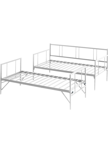 Veluna Yavrulu Karyola Daybed Tek-Çift Kişilik Metal Karyola+Yatak Seti Beyaz indirimleri