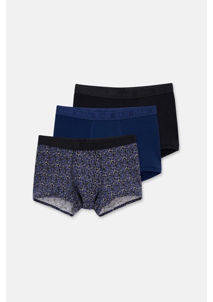Lacivert 4210 3'lü Desenli Micro Modal Boxer