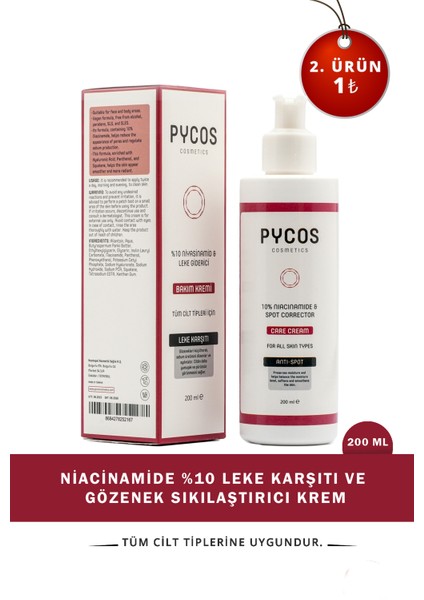 Pycos Cosmetıcs Niacinamide %10 Leke Karşıtı ve Gözenek Sıkılaştırıcı Krem 200 ml fiyatları