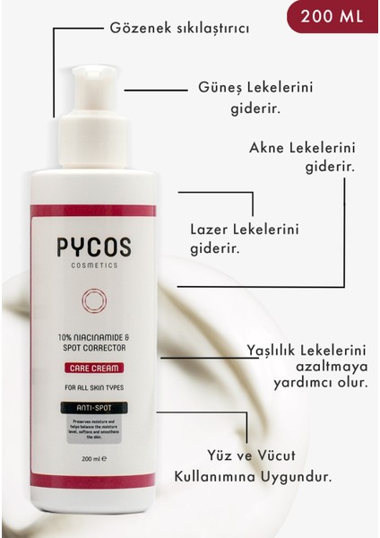 Pycos Cosmetıcs Niacinamide %10 Leke Karşıtı ve Gözenek Sıkılaştırıcı Krem 200 ml modelleri