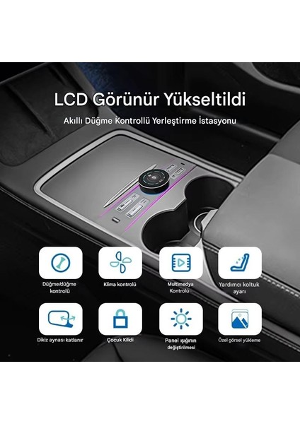 Tesla Model 3/Y İçin Akıllı LCD Kontrol Modülü – Çift Ekran, Hız Göstergesi, Kısayol Tuşları ve Hızlı Şarj Desteği
