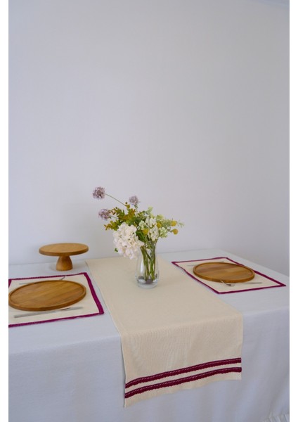 Yakacihome Terra Duck Keten Mürdüm Fisto Dantel Biyeli Runner 40X140 cm fiyatları