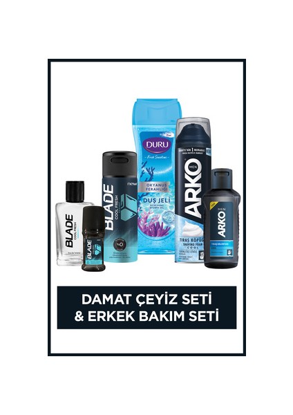 Damat Çeyiz Seti(Tıraş Köpüğü & Kolonyası,duş Jeli,parfüm,deodorant,roll On)