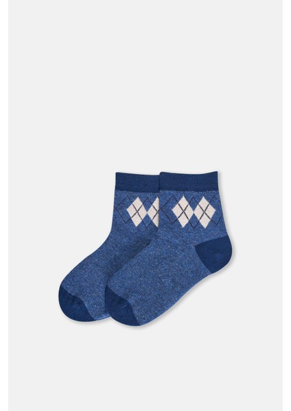Gri Melanj-Lacivert Erkek Çocuk 2'li Soket Çorap modelleri