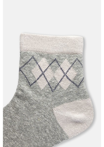 Gri Melanj-Lacivert Erkek Çocuk 2'li Soket Çorap