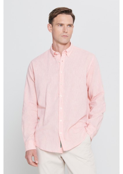 Comfort Fit Rahat Kesim Düğmeli Yaka Casual Keten Gömlek modelleri