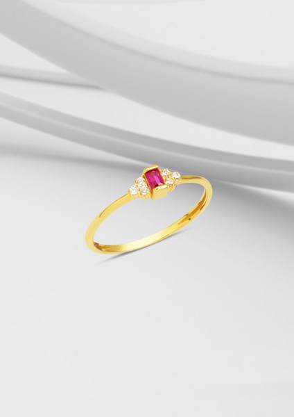 Kırmızı Minimal Baget 14 Ayar Altın Yüzük fırsatları