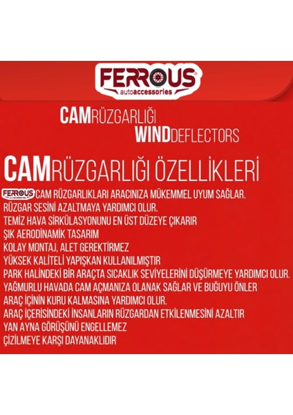 Volkswagen Caddy Ferrous Cam Rüzgarlığı 4lü 2021 ve Üstü fiyatları